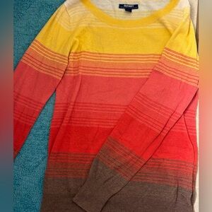 Old Navy Striped Gradient Crewneck Sweater in Yellow, Coral, Red & Brown